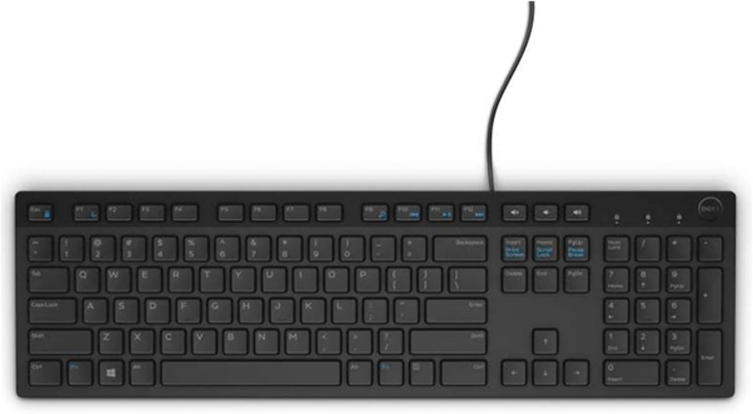 Dell Clavier Filaire KB216, Touches Multimédia, Pavé Numérique, AZERTY | USB, Câble USB inclus, Touches silencieuses, Design chiclet, Usage quotidien