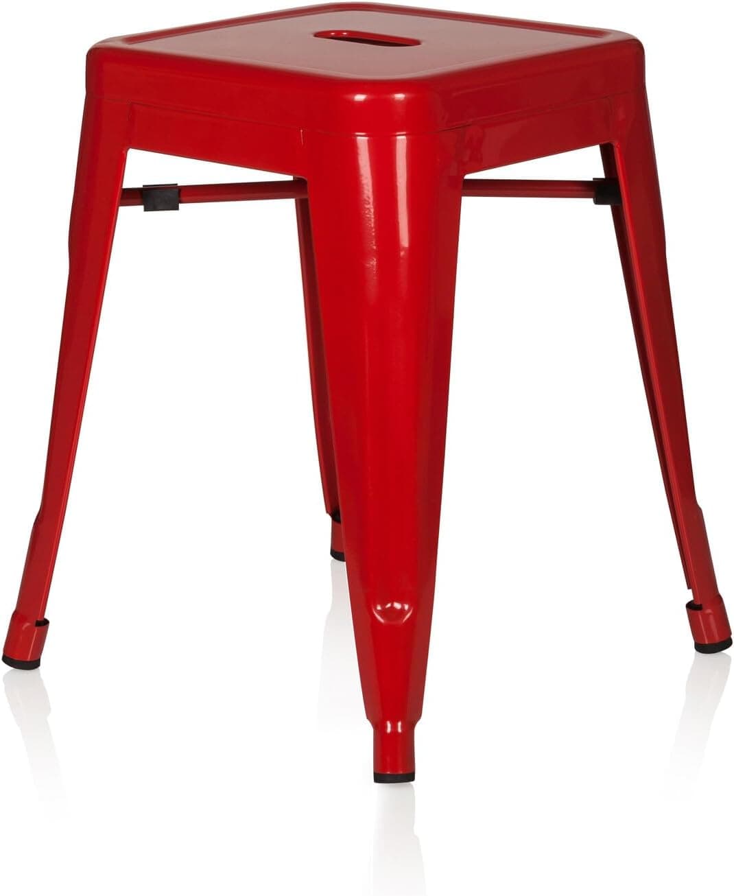 hjh OFFICE 645001 Tabouret bistrot VANTAGGIO Métal Rouge, Tabouret au Look Industriel et Moderne, empilable | Construction en acier robuste, charge jusqu'à 150 kg, rouge