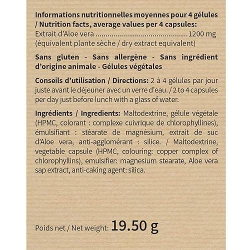 NUTRIEXPERT Aloe Vera - Favorise le Confort Digestif 100% Extrait de Suc d'Aloe Vera - Soutient la Santé Gastro-intestinale - Sans Gluten ni Allergène - Vegan - Actif breveté - Lot de 2 produits