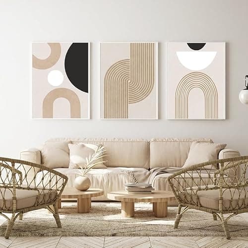 Affiche de décoration végétale géométrique moderne, peinture décorative abstraite artistique, affiche imprimée sur le mur de fond de la chambre à coucher, salon, bureau, sans cadre. (A 6,30 x 40 cm x