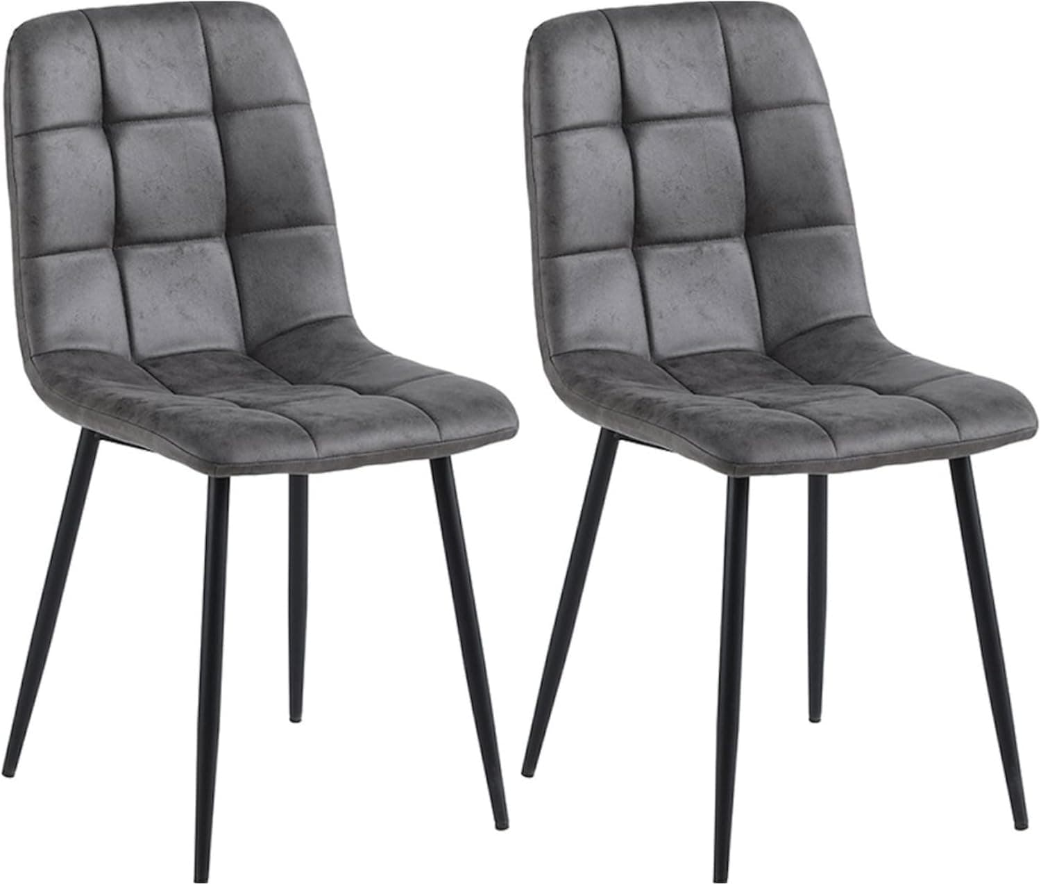 Chaises de Salle à Manger Ela, Lot de 2, Anthracite, Microfibre, Chaise de Cuisine, Pieds en métal Stable, Chaise Chambre à Coucher, Chaise Salon