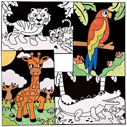 Baker Ross Coloriage en Velours Animaux de la Jungle - Lot de 10, Activites Manuelles pour les Enfants (FC906)