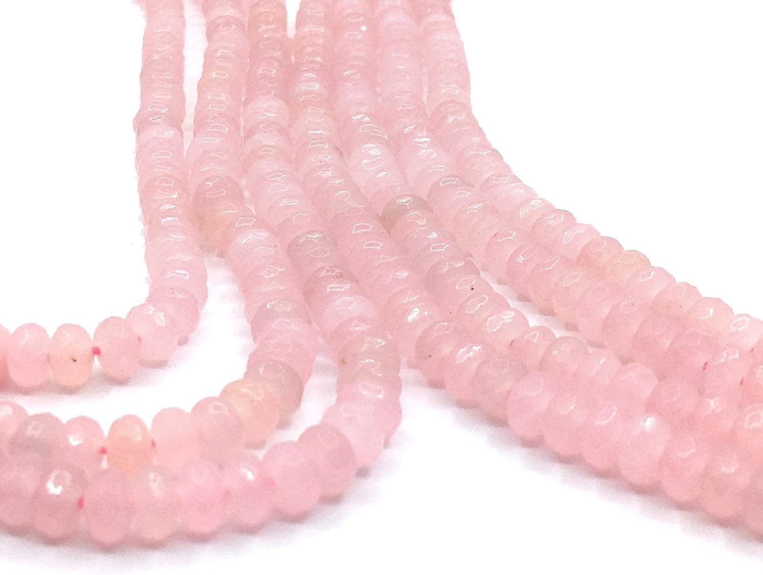 Perlin Lot de 30 perles en agate à facettes - 4 mm - Rondelles - Pour bijoux - Petites perles de collier (rose)