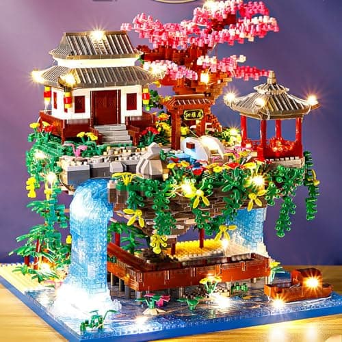 Piscine de Fleurs de pêcher Architecture Maquette Set de Construction, 3320 Pcs Micro Mini Nano Blocs de Construction Modèle pour Adultes Enfants.