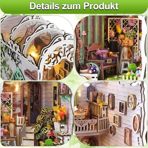 JONRRYIN DIY Book Nook Kit, Maison Miniature De Jardin, Puzzle 3D Bois Booknook, Cadeau d'anniversaire pour Adolescent et Adulte, Cadeau de Saint-Valentin(Monde Magique)