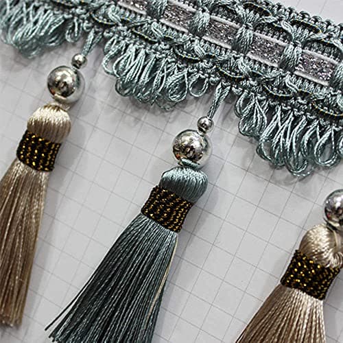 GIVBRO Frange Galon Galon Gland Dentelle Rubans Egding Boule à Suspendre pour Couture Rideaux Oreiller Décoration 1 Mètre (#B)