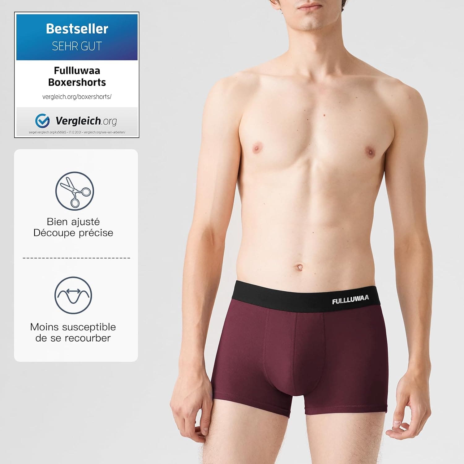 Fullluwaa Boxer Homme Coton Lot de 10, Doux Ceinture Élastique