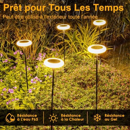 Carastek Lampe Solaire Exterieur 4 Pièces Blanc Chaud Lampe Solaire LED Extérieur Jardin IP65 Étanche Lampes de Jardin avec Extra brillantes 34 lumens pour Passerelle,Balcon, Decoration de Fête