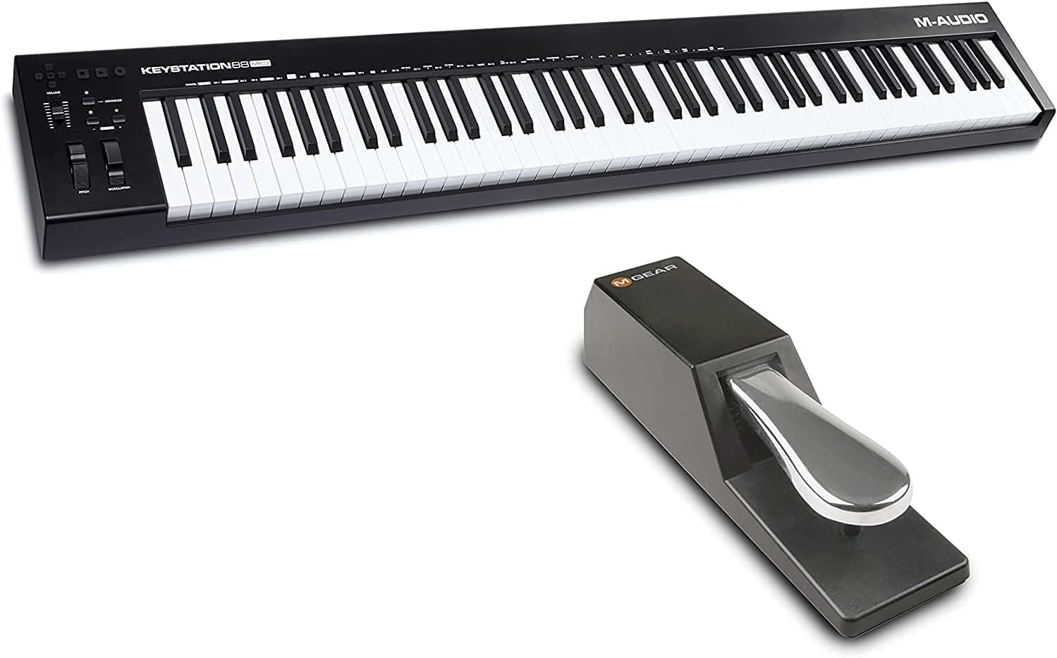M-Audio Keystation 88 MK3 et SP-2 – Clavier maitre USB MIDI 88 touches semi-lestées, DAWs et Pédale de Sustain Universelle de Type Piano