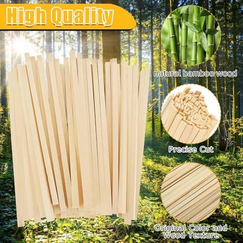 Bâtons en Bois 150pcs Baguette Bois Sûr Batonnet Bois de Bambou Réutilisable Batonnet en Bois Non Toxique et Environnement 30x0.9x0.3cm pour Travaux Manuels Modélisme Arts Projets de Bricolage