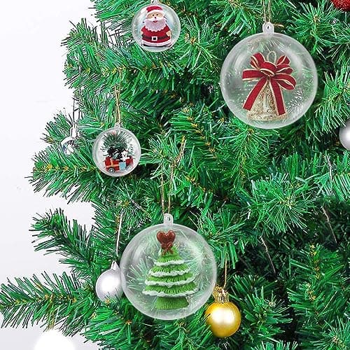 LIMITADA 40 Pcs Boule de Noël Transparente 4/5 cm Boules Transparentes à Remplir en Plastique Boules Transparentes à Garnir Séparables Petite Boule Transparente Sapin pour Décoration Arbre de Noël DIY