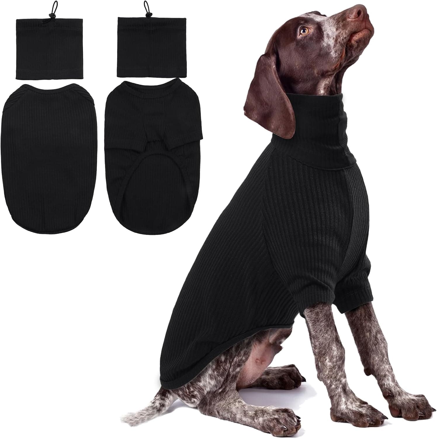 Tee Shirt Chien, Pull pour Chiens de Taille Moyenne Sweat Chien Vêtements Chaud Chien Manteau pour Chien Jumper Chaton Pull pour Chihuahua Con Protection Oreille Chien(Noir, L)