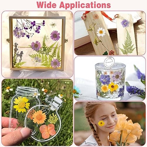 5 Paquets de Fleurs Séchées Naturelles, 96 Pcs Fleurs Sechees et Feuilles Séchées Naturelles, Bricolage Fleurs Pressées Séchées Naturelles Decoration pour Carte Scrapbook Art Décors Artisanat