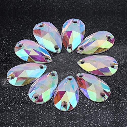 200Pcs pour Vetement, AB Gemmes Acrylique Clair Cristal à Coudre, Thermocollant pour Vetement(Multicolore)
