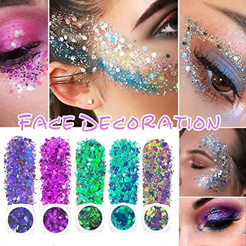 GWAWG 12 couleurs de paillettes holographiques pour le visage, les yeux, les cheveux, les ongles et la peinture