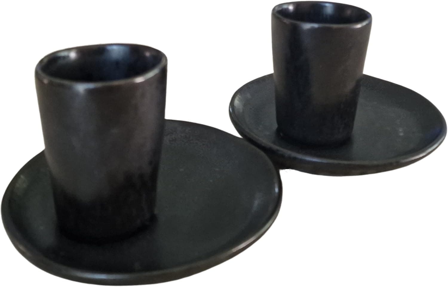 PintoCer Lot de tasses à expresso en céramique sans anse Noir/noir
