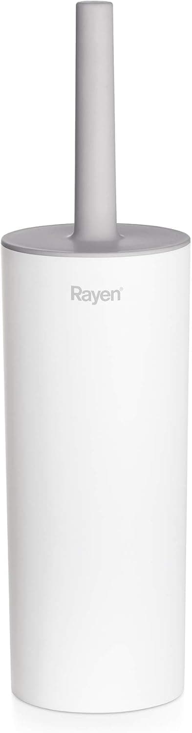 Rayen | WC Brosse avec Couvercle | Nettoyage Efficace | Douce-Touch | 37 x 9,2 cm | Blanc