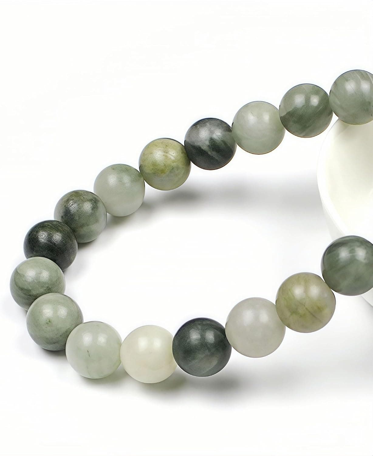 MJDCB 6mm 60 pièces Jade Vert Gazon Perle Pierre Naturelle Ronde en Vrac Perles Semi Precieuse pour Fabrication de Bijoux de Bracelets et de Colliers
