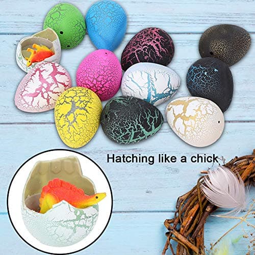 12 pcs oeuf de dinosaure éclosant jouet, oeuf de dinosaure fissuré coloré jouet gonflé oeufs de Pâques jouet éducatif cadeau pour enfants enfants(Oeuf d'incubation de dinosaure)