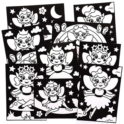 Baker Ross Coloriage en Velours motif Fées - Lot de 10, Activites Manuelles pour les Enfants (FC693)