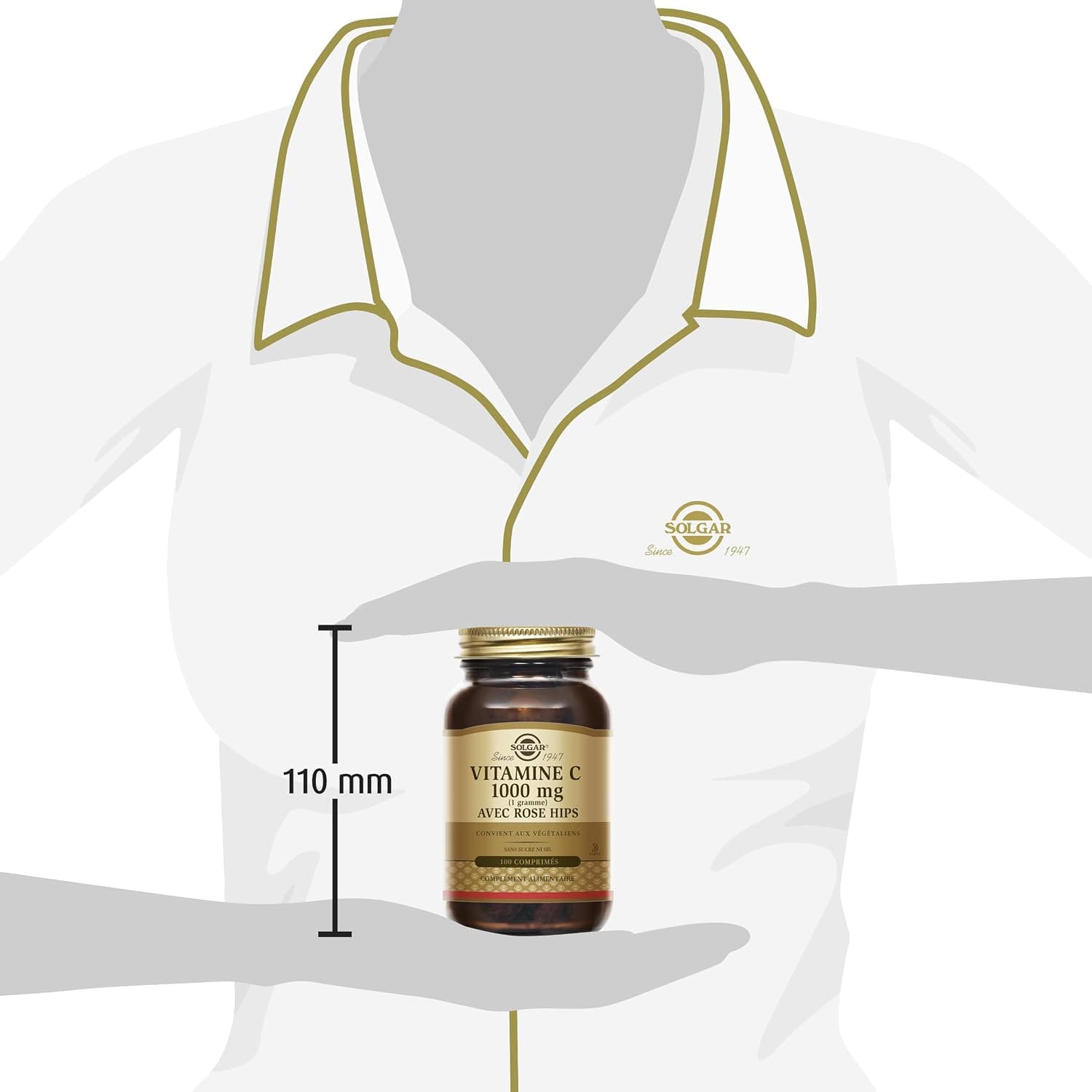 Solgar Vitamine C 1000 mg avec Rose Hips - Défenses naturelles - Système immunitaire - Vitalité et énergie - Immunité - Complément Alimentaire - Flacon de 100 comprimés