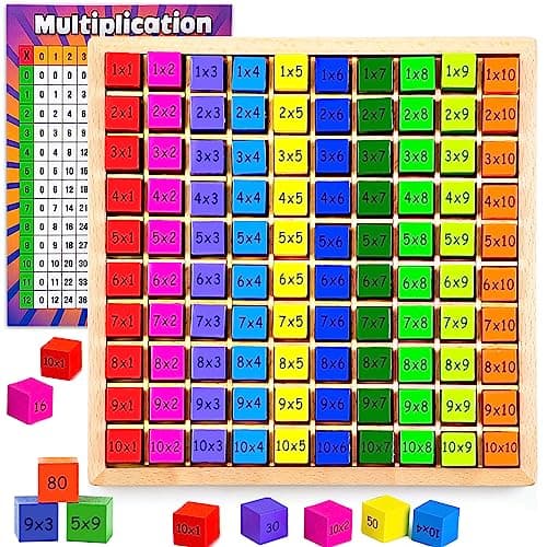 1x1 Table de Multiplication en Bois, Jeu d'exercices de Multiplication Tableau Jeu Mathématique pour Les Enfants d'âge Préscolaire Jouets Montessori Cadeaux pour Les Enfants de plus de 3 ans