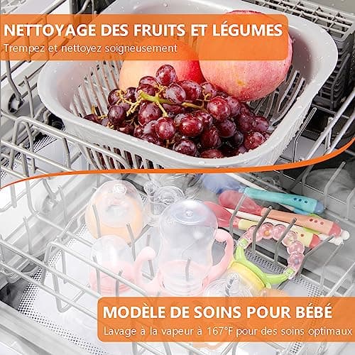 Karlxtom Lave-vaisselle de table, Mini Lave-vaisselle avec Comman destactiles à LED, 45CM, 6 Programmes, Lavage des fruits, Soins Pour Bébés