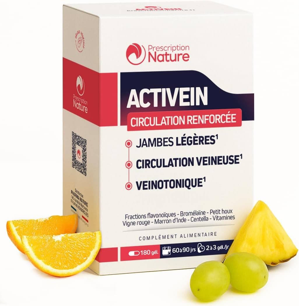 Prescription Nature - ACTIVEIN - Complément Alimentaire pour Soutenir la Circulation - Fabrication Française - 180 Gélules