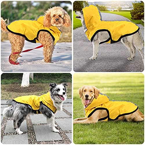 Idepet Imperméable imperméable pour Chien 2 en 1,Combinaison légère pour Animaux de Compagnie Chien à Capuche Poncho de Pluie Respirant à Couverture intégrale pour Petits Chiens de Taille Moyenne