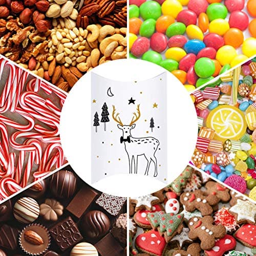 Kiiwah 20 pièces Boite Papier Kraft avec Autocollant Thème de Noel Petites Boite Carton pour Cadeaux de Noel, Surprises, Bonbons, Bijoux et Décoration