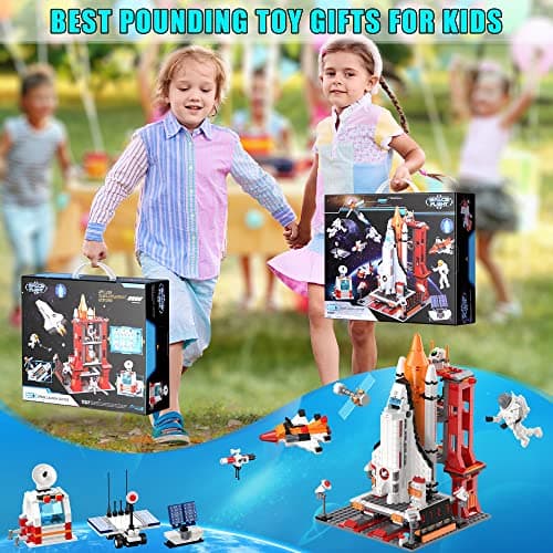 Kit de Construction Navette Spatiale Jouet, 11-en-1 STEM NASA City Space Rocket Shuttle avec Tour de Contrôle, Astronautes, Espace Fusee et 855 PCS pour Enfants Filles et Garçons 6 à 14 Ans