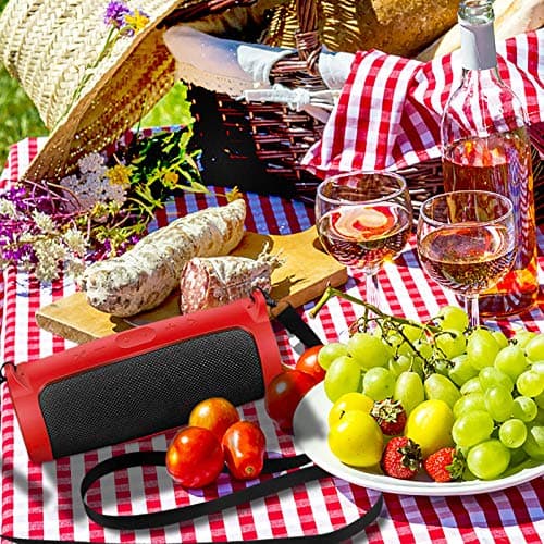 Geekria Coque de Protection en Silicone pour Haut-Parleur, Compatible avec JBL Charge 5, Charge 4, imperméable et Souple, pour Haut-parleurs Bluetooth de Rechange avec Crochet Porte-clés (Rouge)
