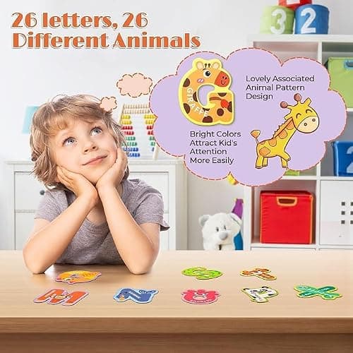 Felly Tableau magnetique Enfant - Jouet éducatif pour Enfants de 3, 4, 5 Ans, réfrigérateur ABC Alphabet Flash Cartes en karton, Jeux Montessori 3 4 5 6 Ans