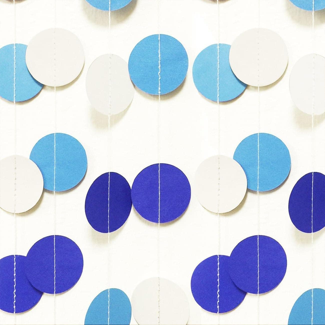Guirlande en Papier Bleu et Blanc,Décoration en Papier Rond pour Les Fêtes (4M x 4Pièces)