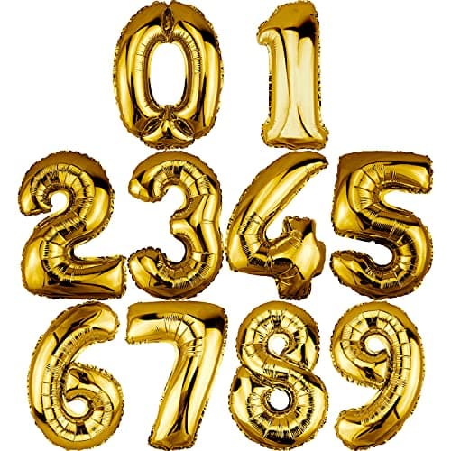 DekoRex® gonflable Ballon foil de 80cm d'air anniversaire décoration numéro or brillant No 16