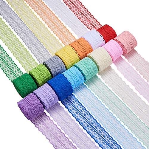 BENECREAT 15 Rouleaux de 150m de Ruban de Dentelle de Tissu à Motifs Floraux de Couleurs mélangées pour Invitations de Mariage, Cartes, Décorer, Coudre, Faire des nœuds, Emballage Cadeau, 45mm