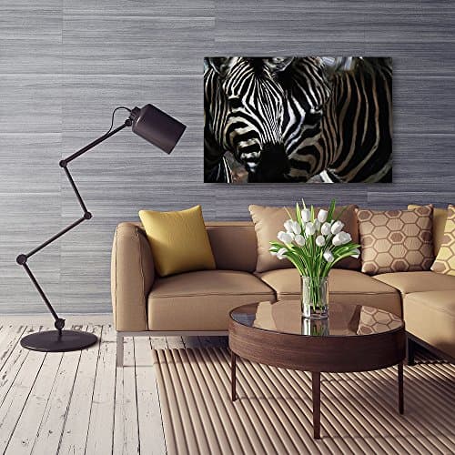 Feeby Frames, Tableau seul panneau, Tableau imprimé xxl, Tableau imprimé sur toile, Tableau deco, Canvas 30x40 cm, ZÈBRE, RAYURES, NOIR ET BLANC, MOTIF