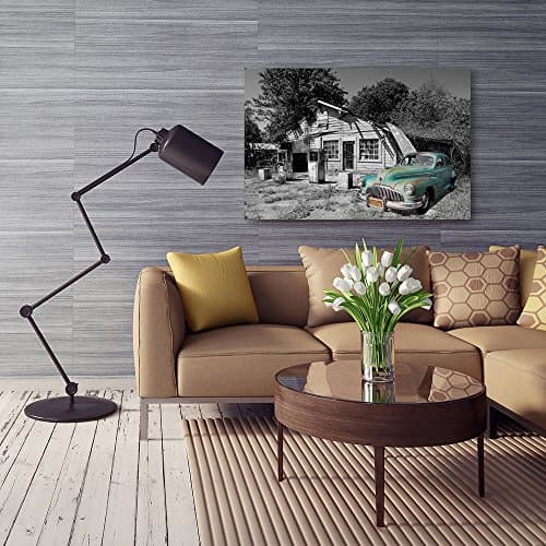 Feeby. Tableau Déco - 1 partie - 70x100 cm, Impression sur Toile Décoration Murale Image Imprimée, VOITURE, CHRYSLER, MOTORISATION, NOIR ET BLANC