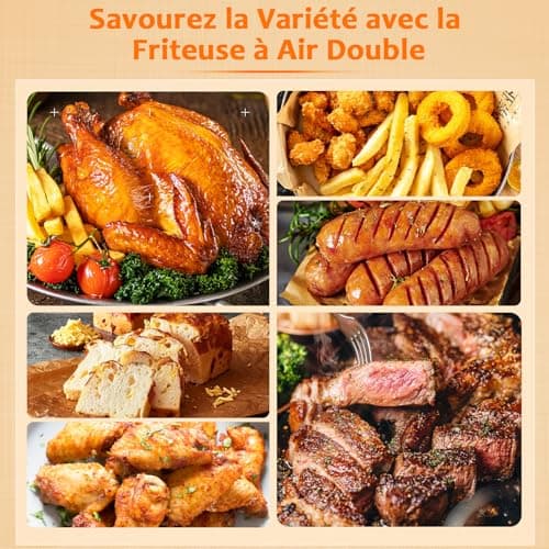 YASHE Dual Zone Air Fryer, 9L Friteuse Sans Huile avec 2 Tiroirs, 8-en-1 Programmes de Cuisson Écran Tactile Friteuse Air Fryer, Fonctions Match Cook & Smart Finish Friteuse Air Chaud
