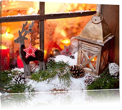 Rebord de la fenêtre de Noël Photo sur Toile |Taille: 60x40 cm| Peinture Murale | Art Print | prêt Couvert