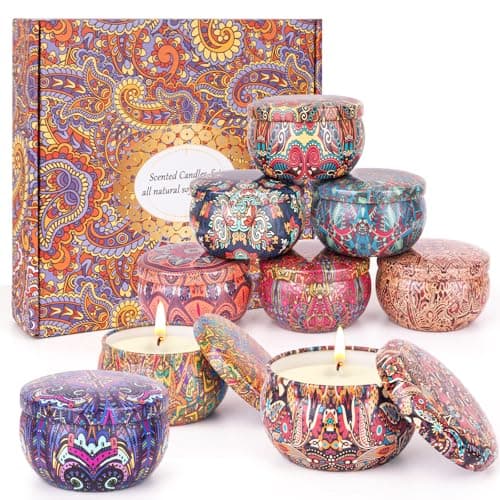 Lot de 9 bougies parfumées, cadeaux pour femme, bougies parfumées, bougies d'aromathérapie, cire de soja naturelle, cadeau pour soulager le stress, détendre le corps, Noël, anniversaire, salle