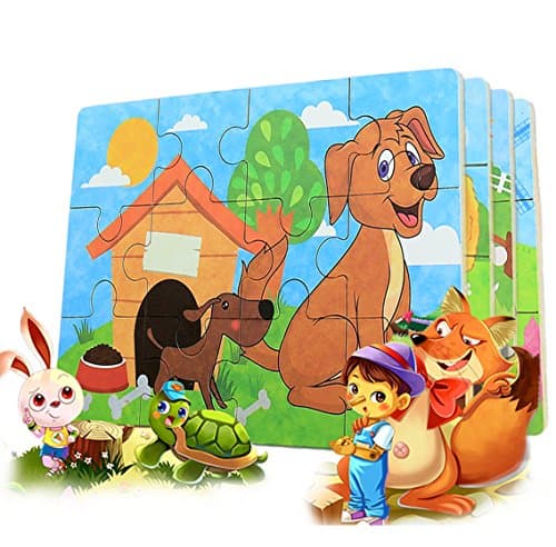 BBLIKE Jouet Puzzle pour Enfants, 4 Niveaux de Difficulté Différents, 9 Pièces, 12 Pièces, 15 Pièces, 20 Pièces, Jouet Éducatif Parfait pour Garçons Filles de 3 Ans + (Animaux de la Ferme)