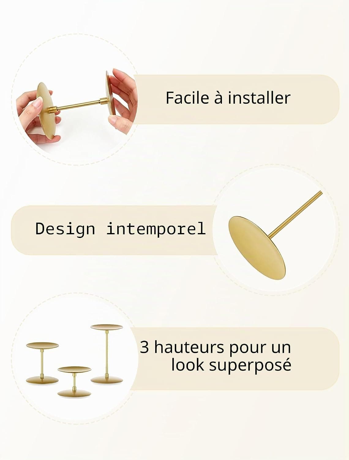 Romadedi Bougeoir Doré pour Bougies Pilier - Lot de 6 Bougeoirs Métal Moderne Décoration Centre de Table pour Mariage Noël L’Avent pour la Maison Salon Table Salle à Manger