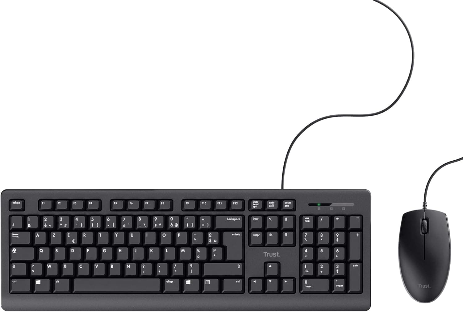Trust Taro Pack Clavier et Souris Filaires AZERTY Français, Noir