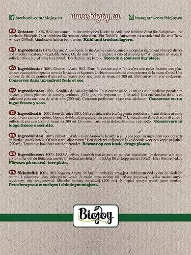 Biojoy Anis vert BIO (500 g), graines d'anis entières, sans additifs