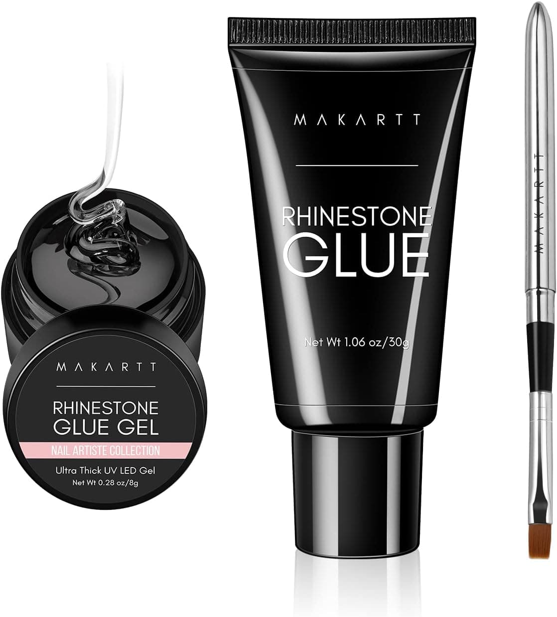 Makartt Kit avec colle super adhésive gel pour ongles avec strass et cristaux, 30 g et 8g