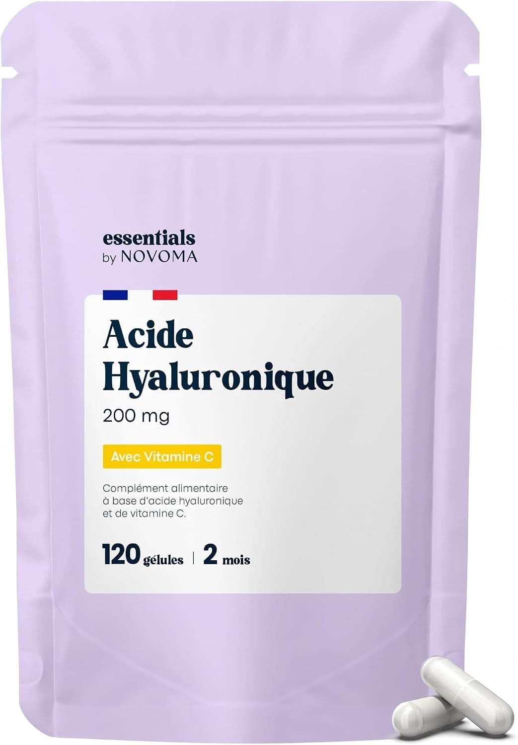 Acide Hyaluronique 200 mg + Vitamine C, 120 Gélules Végétales - 2 Mois