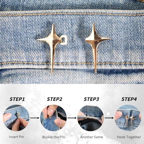 4 Paires D'épingles à Boutons de Jeans, Boutons de Jeans, Boutons de Taille Ajustables et Sans Couture, Sans Couture et Sans Outils Requis