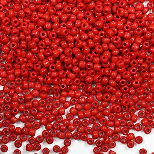 Bala&Fillic Perles de rocaille 4mm Rouge couleur 1200pcs/100Grammes, perles de verre 6/0 pour la fabrication de bracelets et de colliers (Rouge)