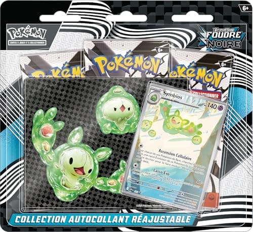 Pokémon JCC : Collection Autocollant réajustable Écarlate et Violet – Foudre Noire – Symbios (1 Carte Promo Brillante et 3 boosters)